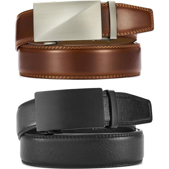 Leather Ratchet Belt Men 2 Pack - Customizable Fit, Effortless Style (35mm) - Picture 6 of 7